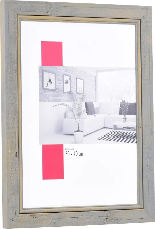 Bilderrahmen aus Holz der Leiste 2240 in der Farbe Grau, rustikales Design