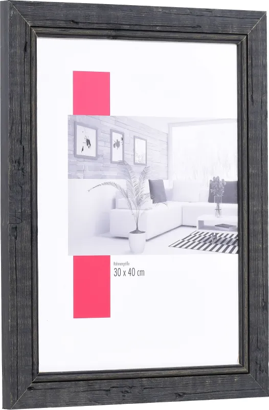 Bilderrahmen aus Holz der Leiste 2240 in der Farbe Schwarz, rustikales Design