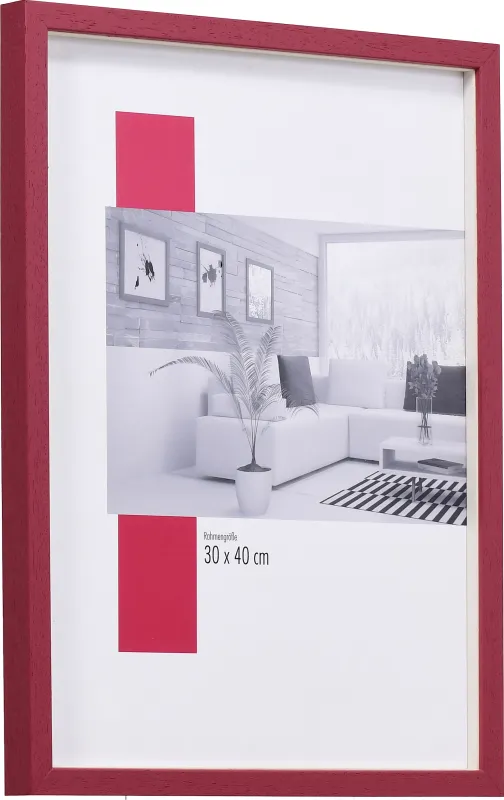Bilderrahmen aus Holz aus der Leiste 35 mit Abstandsleiste in der Farbe Rot, modernes Design