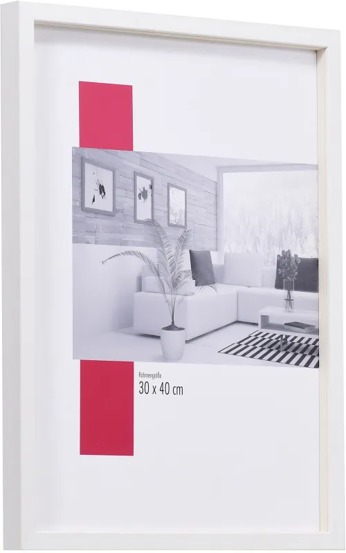 Bilderrahmen aus Holz der Leiste 35 in der Farbe Weiß mit Abstandsleiste, modernes Design