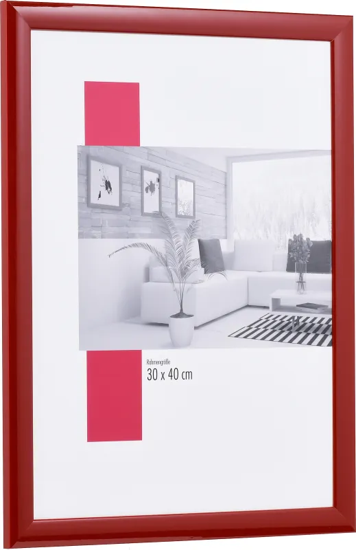 Bilderrahmen aus Holz der Leiste 43 in der Farbe Rot-Hochglanz, klassisches Design