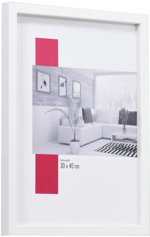 Bilderrahmen aus Holz der Leiste 58 in der Farbe Weiß mit Abstandsleiste, modernes Design